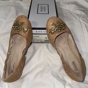 Alex Marie Gold & Tan Embellished Flats – Elegant Dressy Comfort Shoes